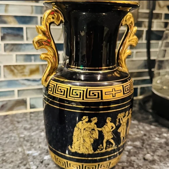 Beautiful Hand Made Historical Large Greek Vase 24k Gold Plated